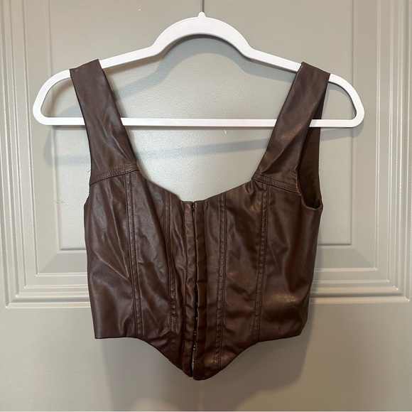 Princess Polly Tops - Princess Polly Tatum Top Brown Leather Corset Size 4
